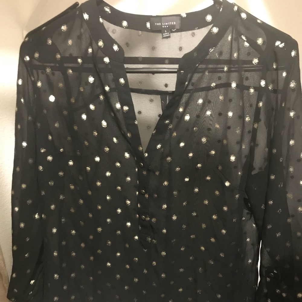 The Limited sheer black top with gold dots